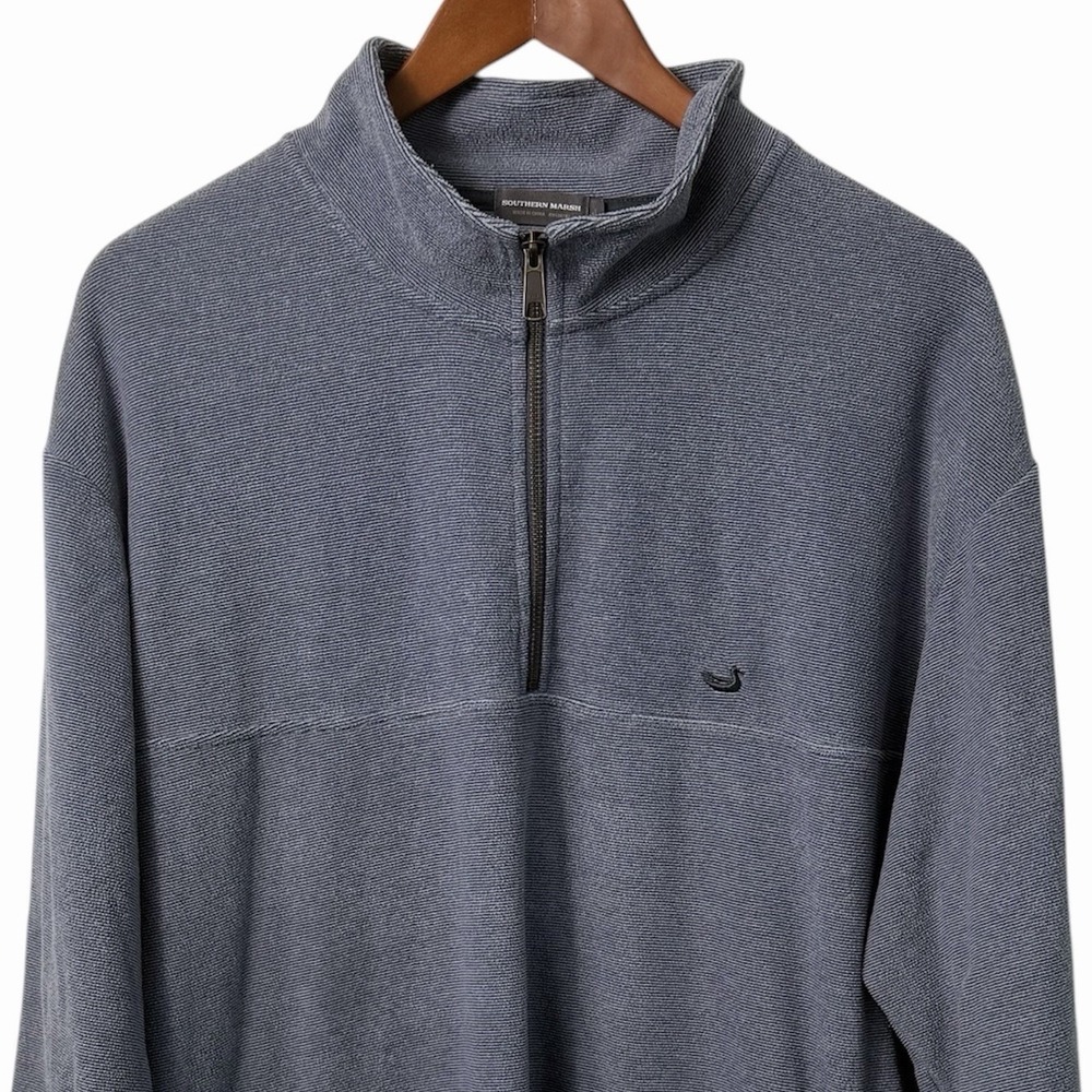 Southern Marsh Pullover Quarter Zip Sweater Men's XL Blue Gray Duck‎ Logo Casual